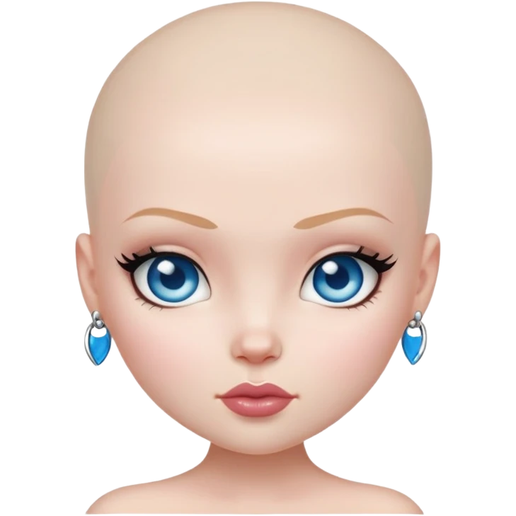 pretty bratz baddie, bald, pale skin, blue eyes emoji