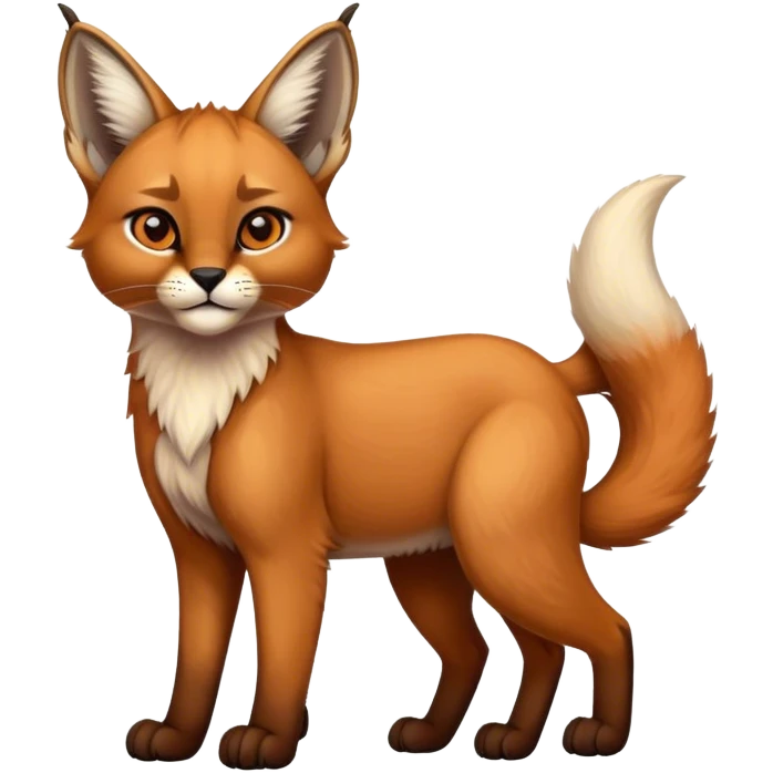 Epic Cute Dark Warm Caracal-Bobcat-Fox-hybrid full body emoji