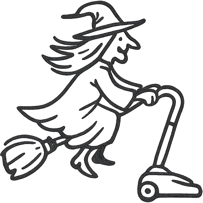 a witch riding a vacuum cleaner emoji