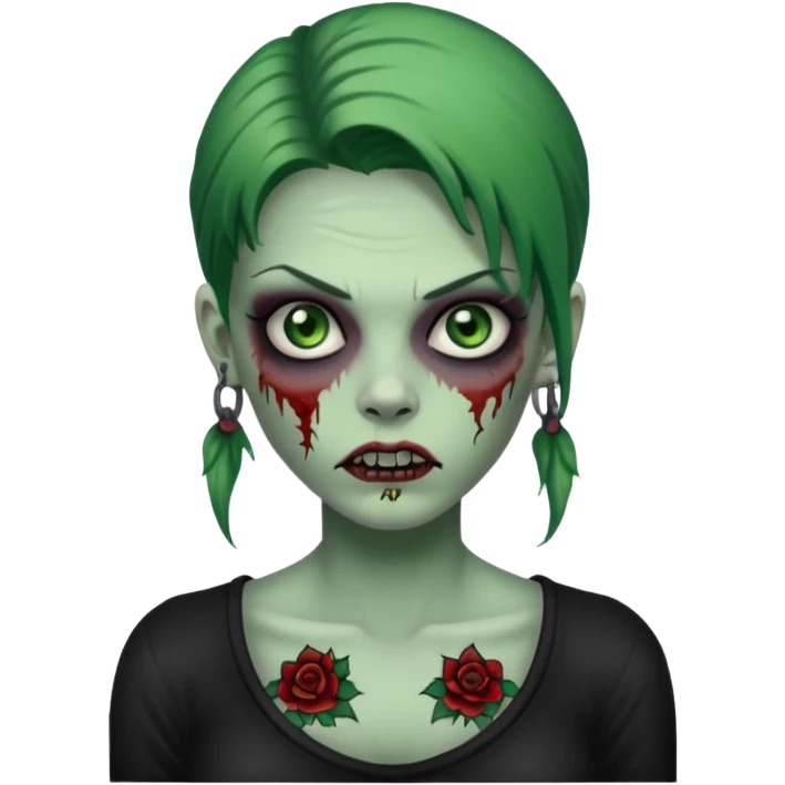 zombie woman with big tattoos emoji