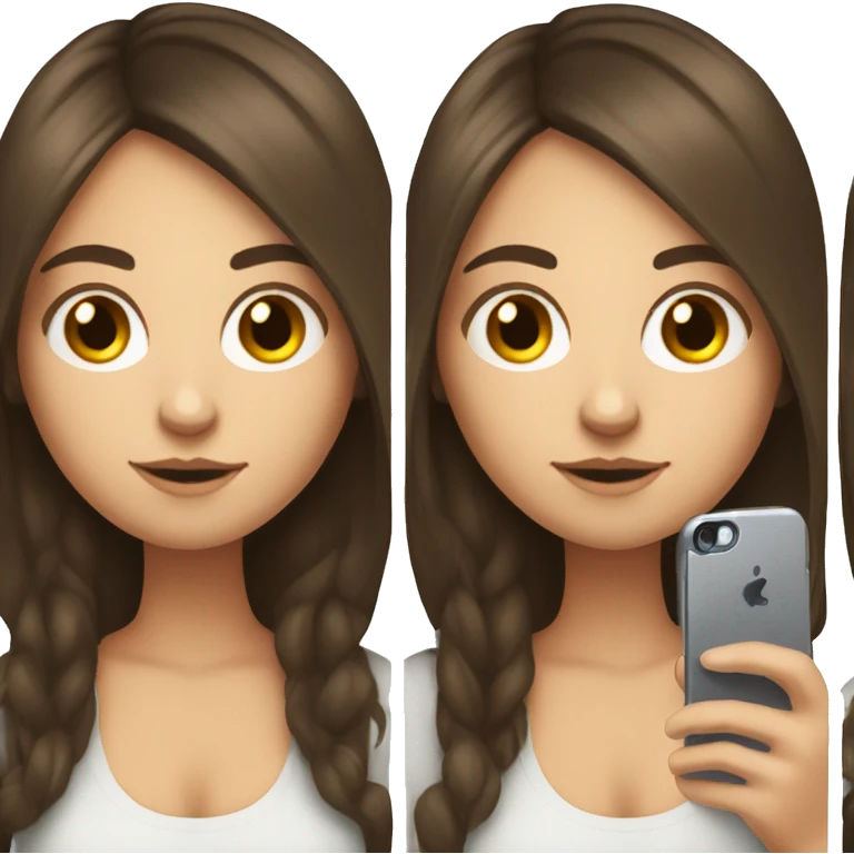 brunette white girl making a selfie with phone emoji