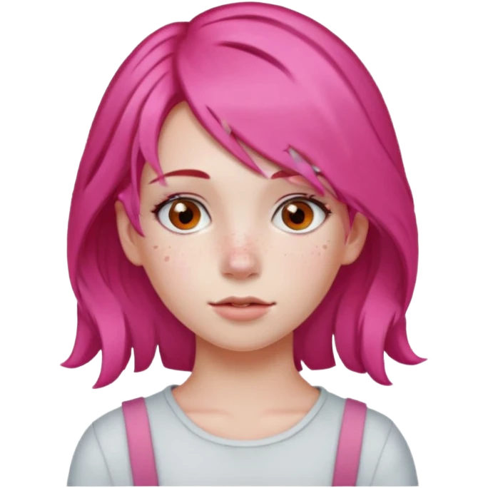  girl with pink hair and red color hairclip emoji