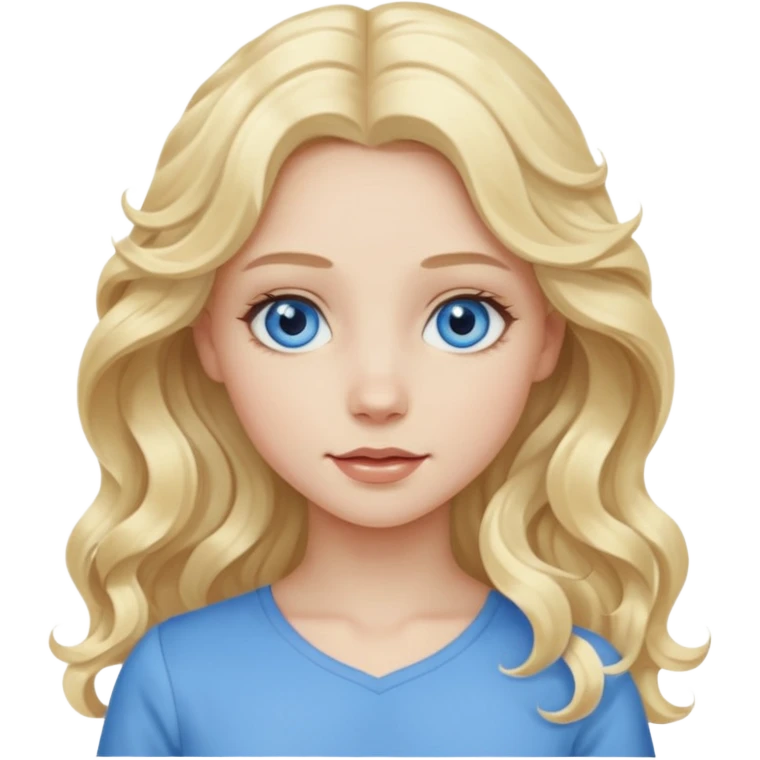 A pale girl with blue eyes and long and blonde , wavy hair  emoji