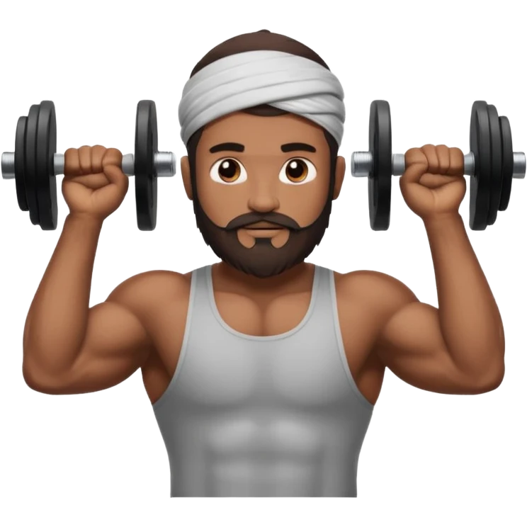 brown muslim man pushing weight emoji