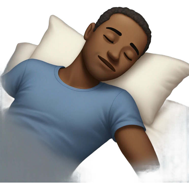 Men sleeping driming about a hug emoji