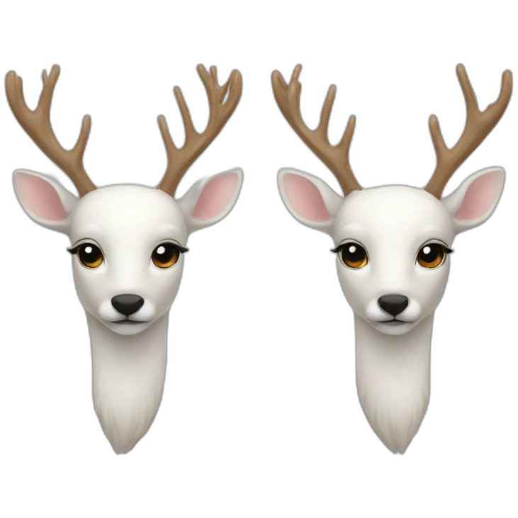 Twin white deers emoji