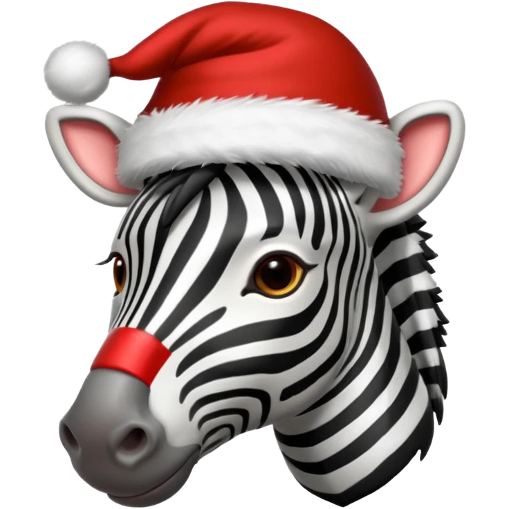 zebra wearing red hat of santa claus emoji