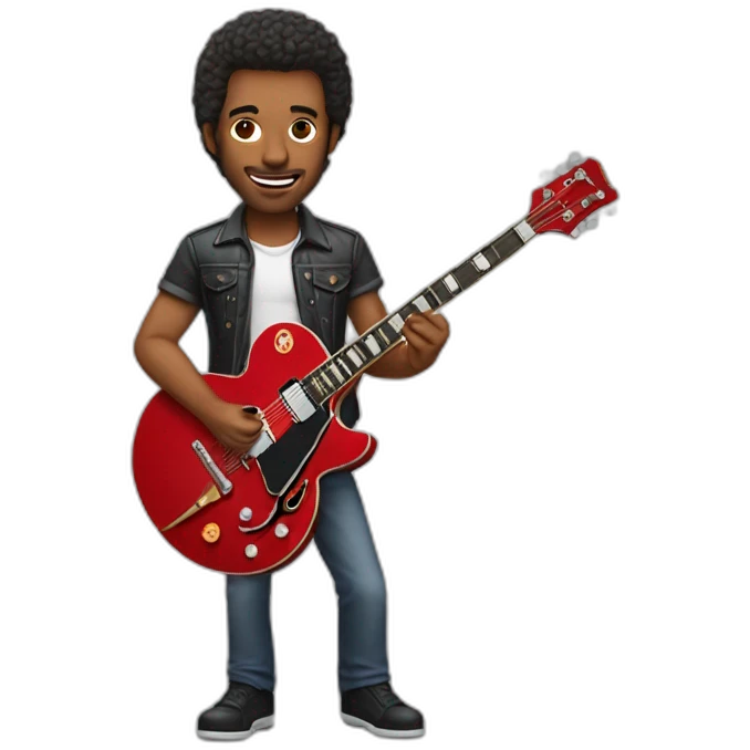 Man with a red epiphone casino guitar emoji