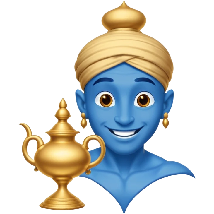 blue genie flies out of aladdin's lamp emoji
