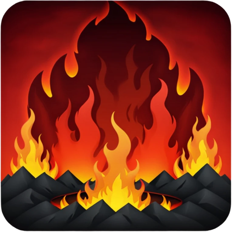 hell view with Red and black with fire, devily emoji