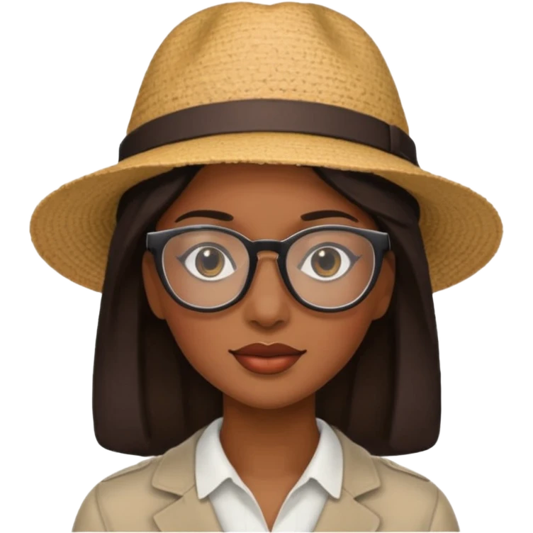 black woman wearing hats and glasses emoji