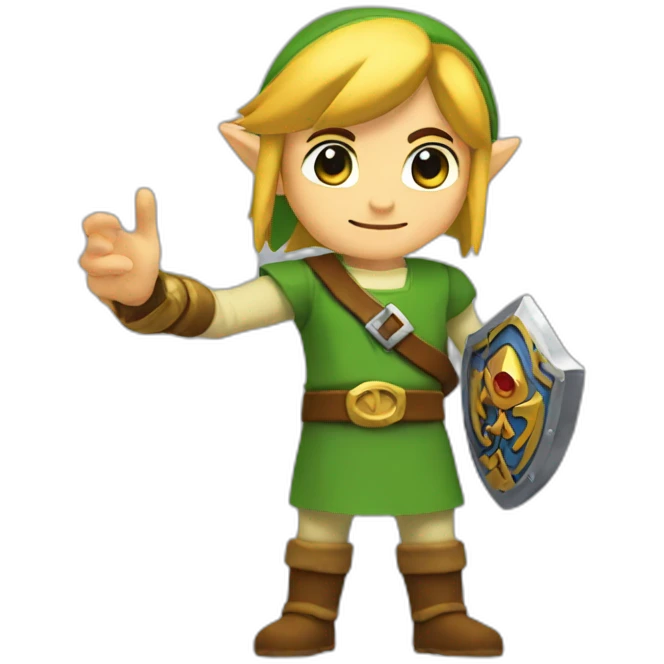 link zelda with a hand up emoji