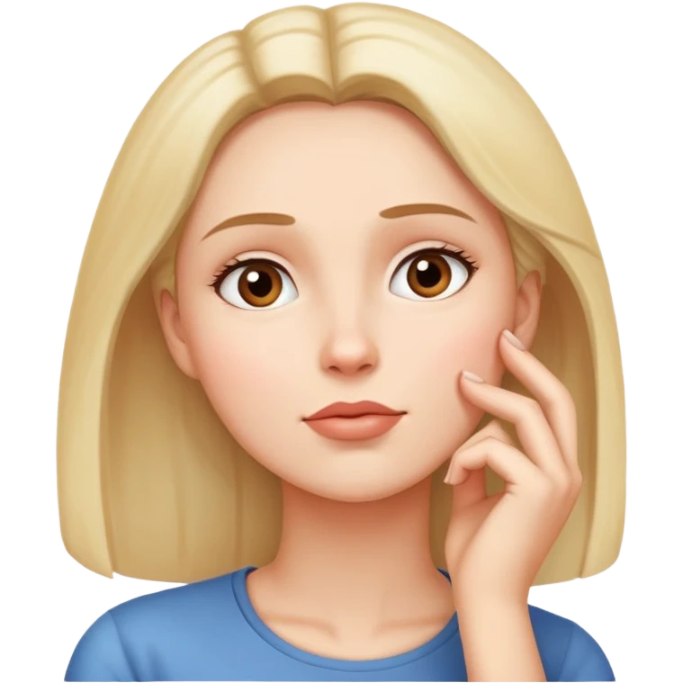 woman with hand on chin, looking up, thinking emoji