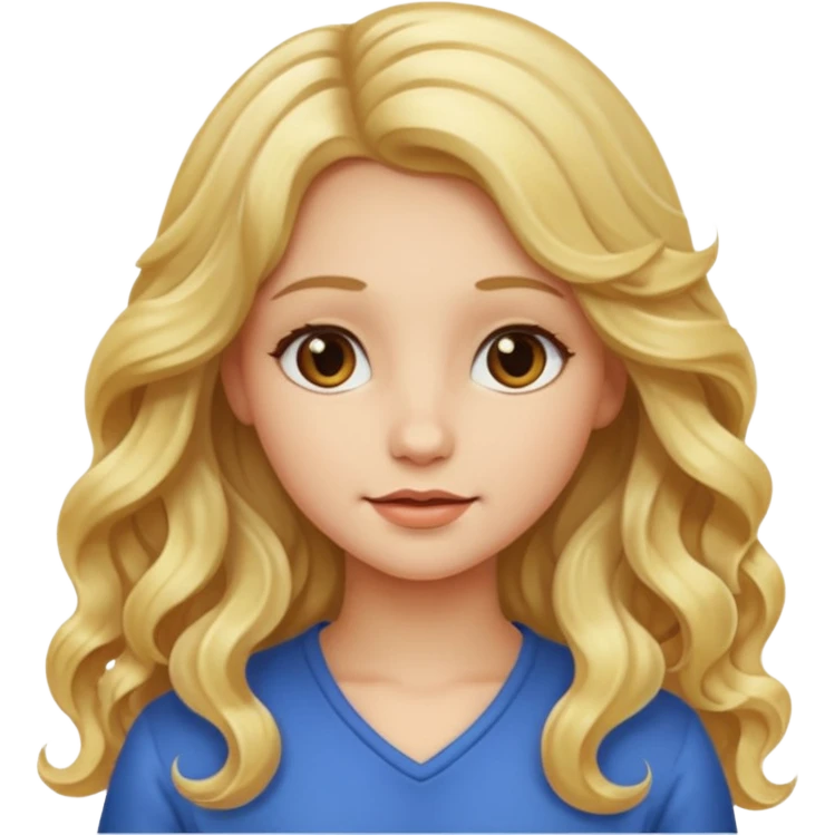 girl with long length blonde hair wavy bottoms, just head emoji