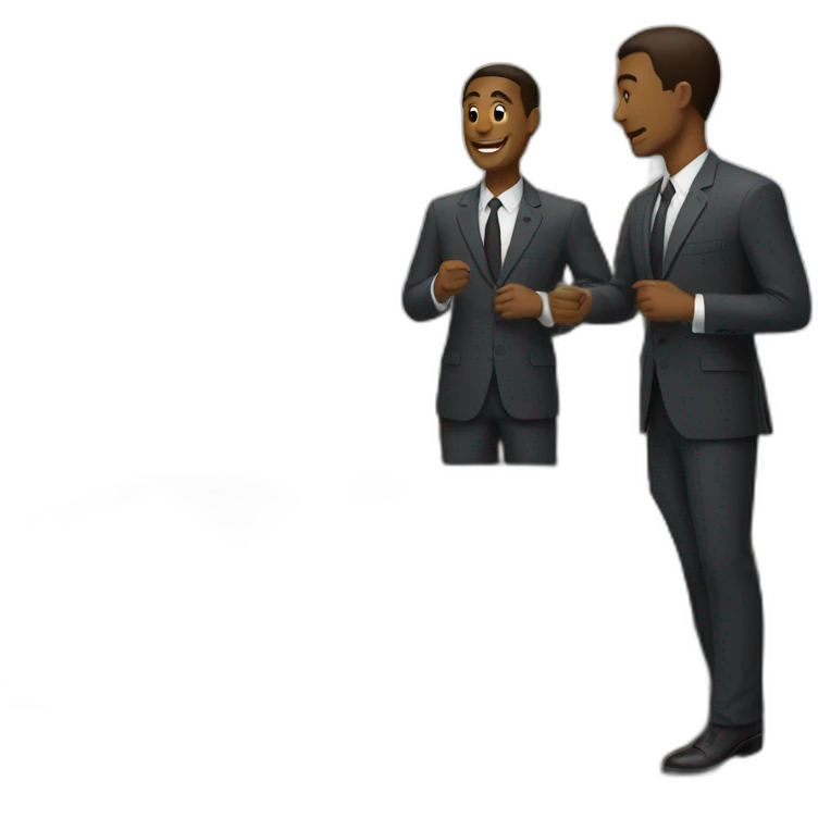 two men in suit sharing hotel room emoji