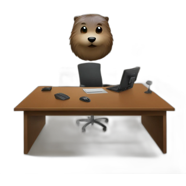 Computer with the video meeting on it make the person a beaver emoji