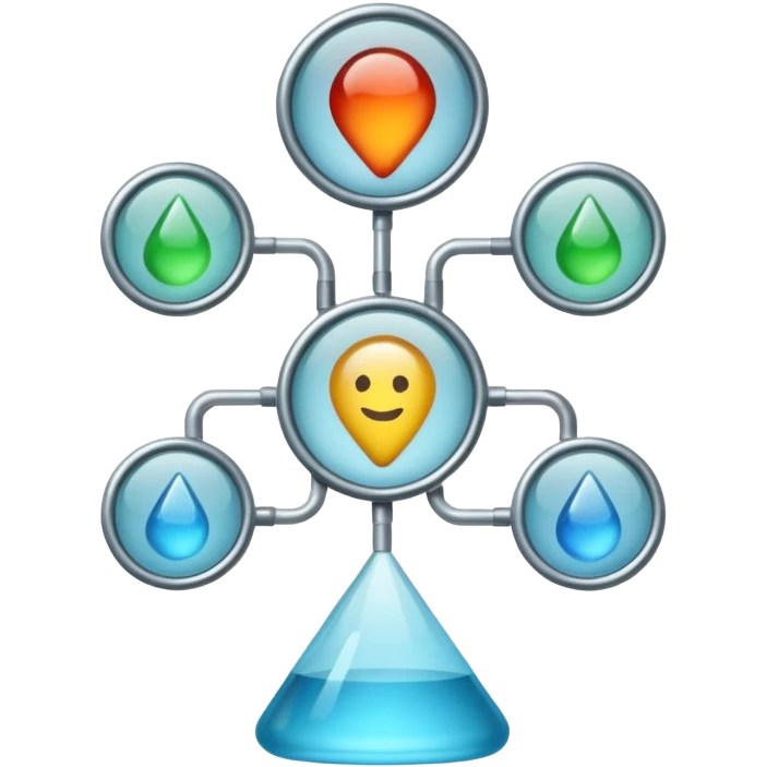 A simple flowchart made of glass emoji