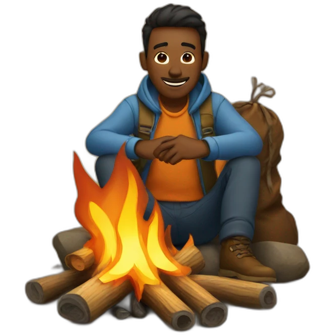 man and campfire emoji