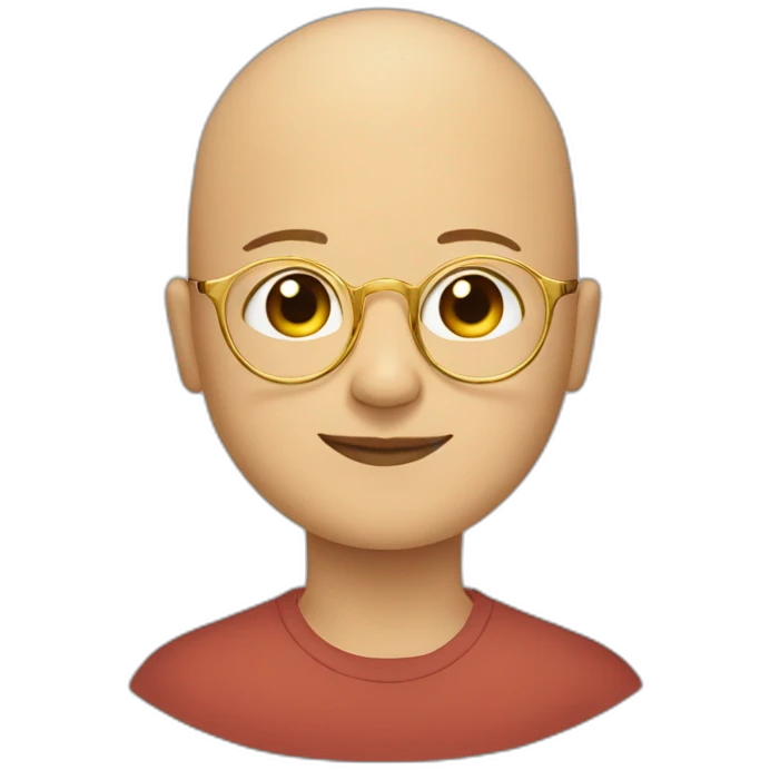 Plump bald boy 15 years old with round golden glasses emoji