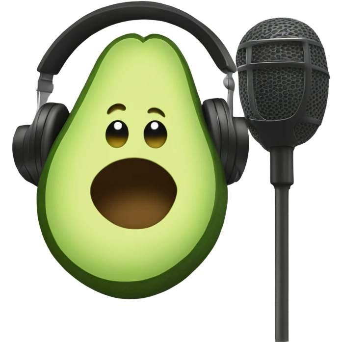 avocado recording with headphones and microphone emoji