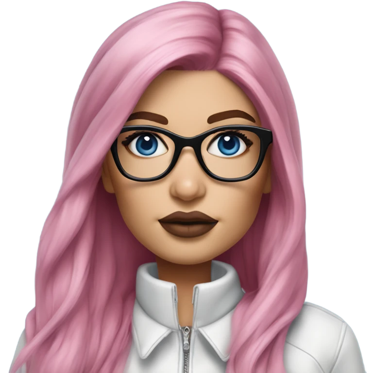 Hyper Realistic kylie jenner stylish pink hair BLUE eyes and glasses  emoji