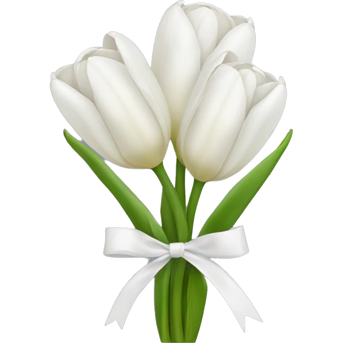 white tulip bouquet  with a white bow emoji