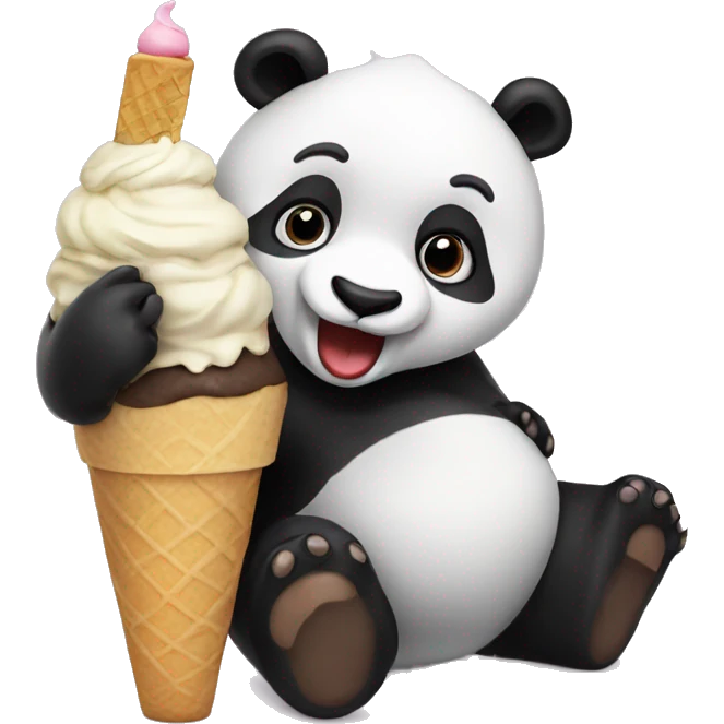 Panda eating ice cream emoji