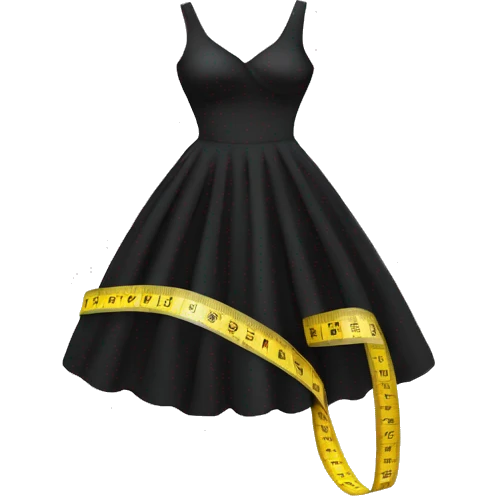 black dress with measuring tape around emoji
