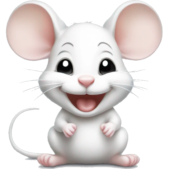Cute silly white baby mouse laughing emoji