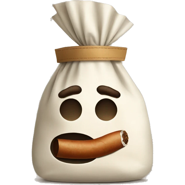 a bag of flour smokes a cigar emoji
