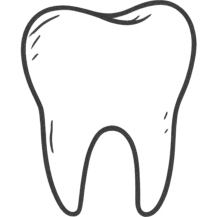 single tooth minimal hand drawn black outline emoji