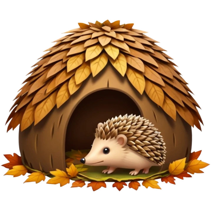 Hedgehog hut made of leaves emoji