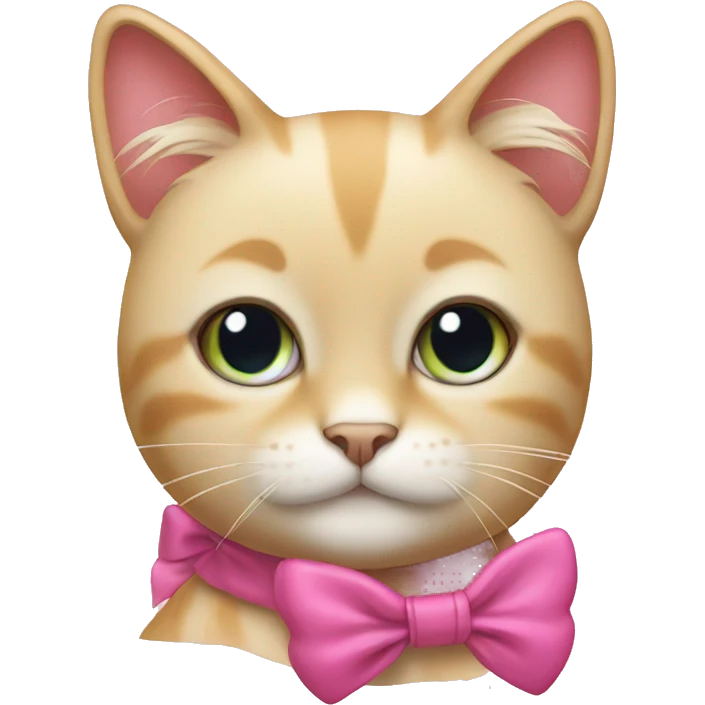 A blonde cat with a pink bow emoji