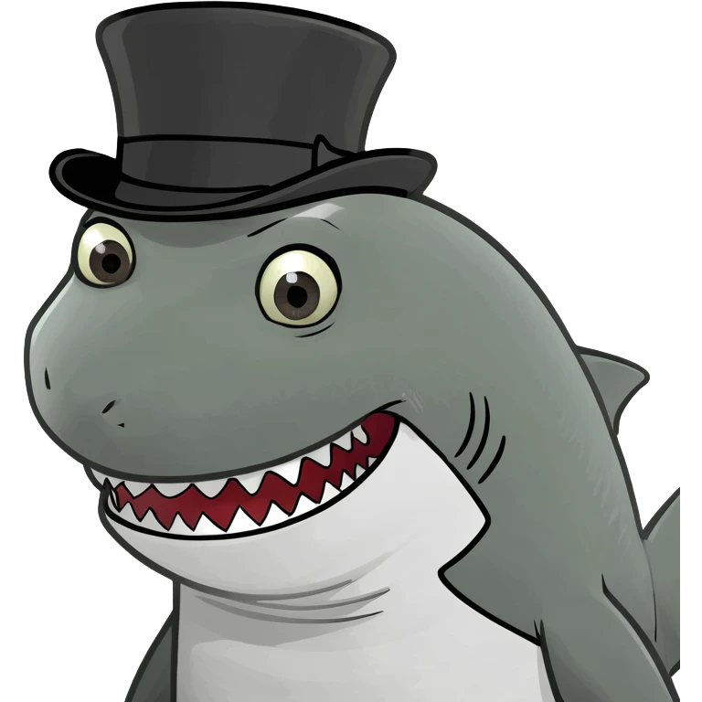 Shark with a top hat emoji