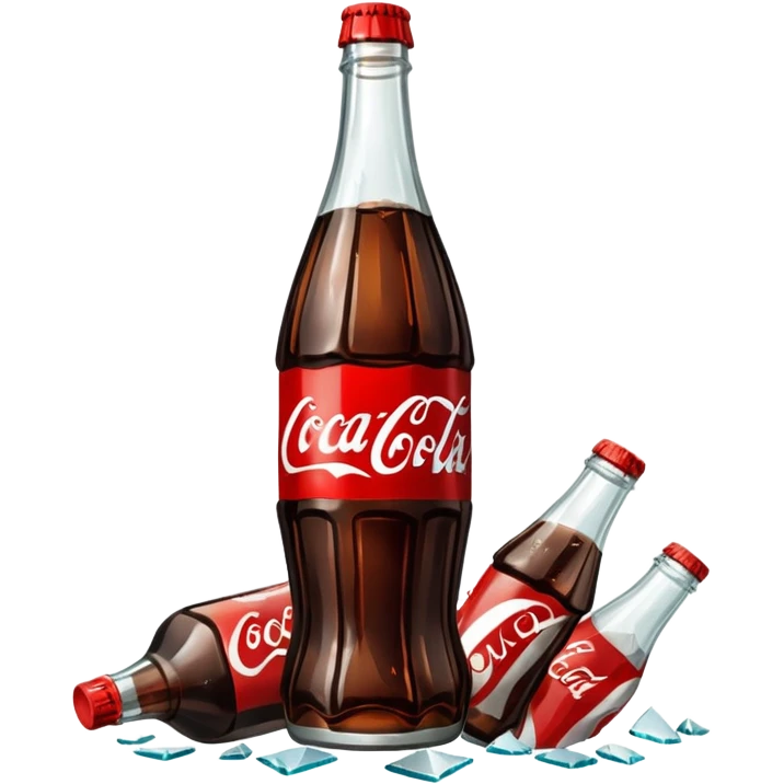 shattered bottle of coca cola split in the middle glass shards emoji