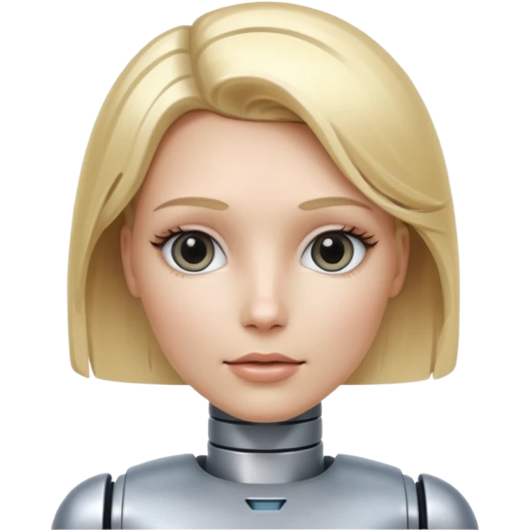 female robot with blond hair more metalic face emoji