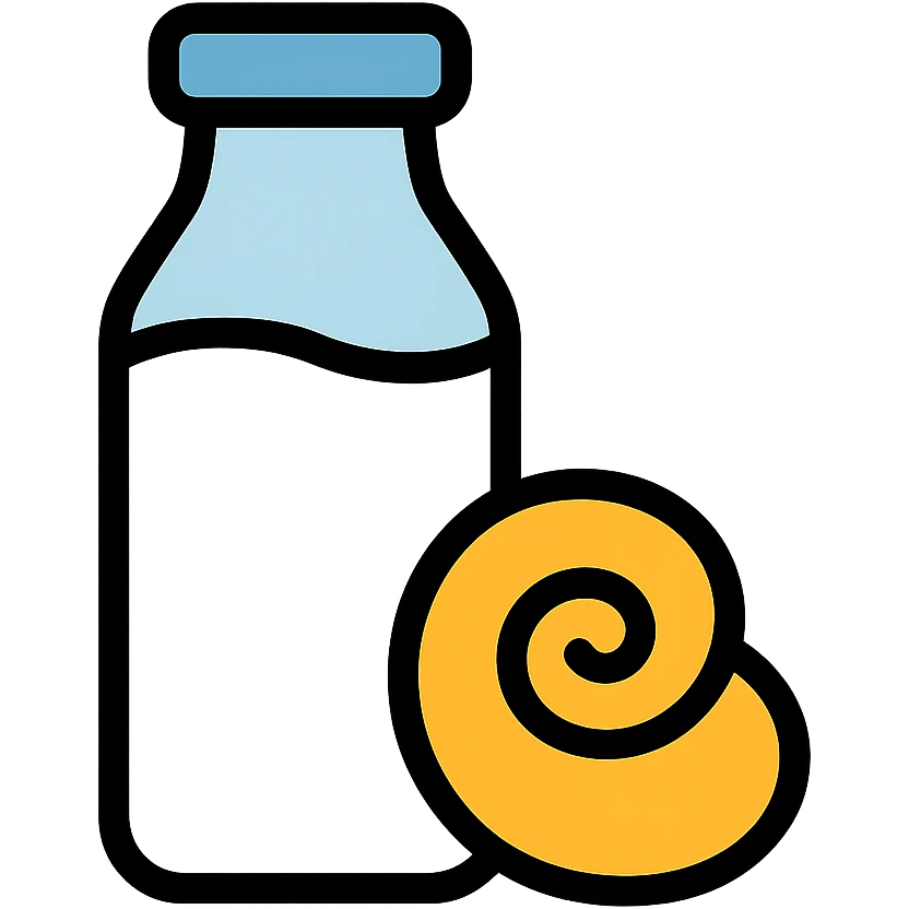 a bottle of milk with a golden buttery swirl, icon style emoji