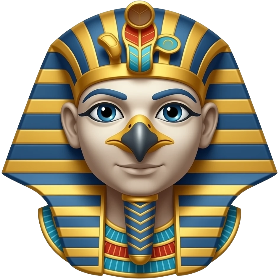 horus with falcon head and falcon face, feather for his nemes, no gold and blue nemes emoji