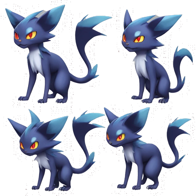 Edgy Cool Sneasel-Noivern-Absol-Pokémon-Fakémon-fusion-cat Full Body emoji