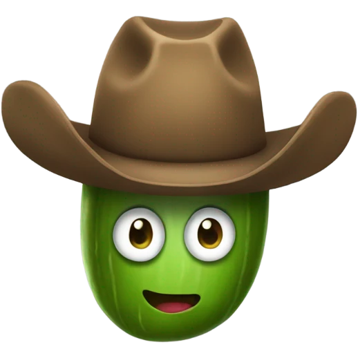 Pickle wearing a cowboy hat emoji