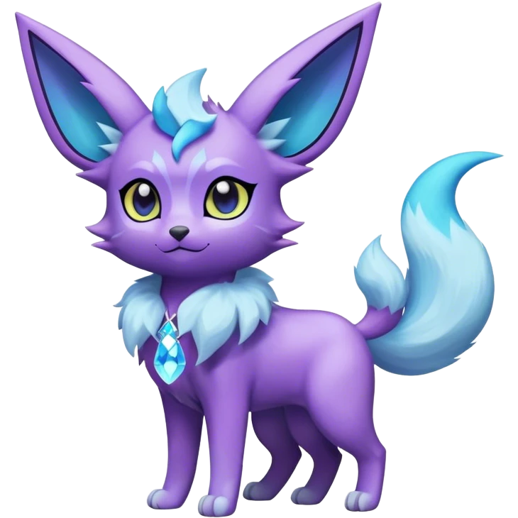 Fluffy celestial Glaceon-Espeon-Umbreon-hybrid, full body emoji
