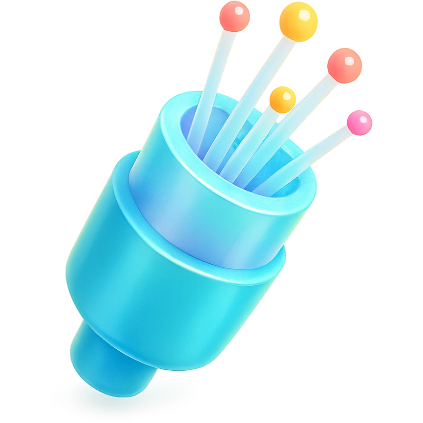 An optical cable illustrated in a playful and vibrant style, representing the fun and exciting aspects of high-speed internet. emoji