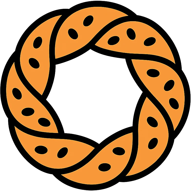 simit, Turkish sesame bread ring colored icon with sesame seeds emoji