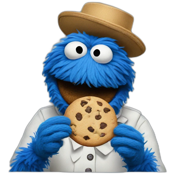 Blue Muppet eating cookies emoji