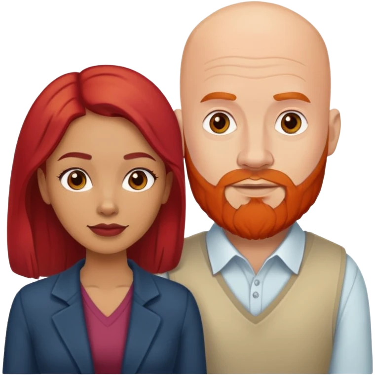 White Bald man with red beardand Hispanic woman  emoji
