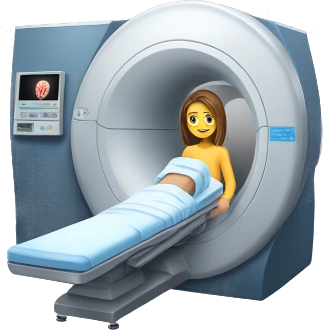 mri scanner with teenager insid emoji