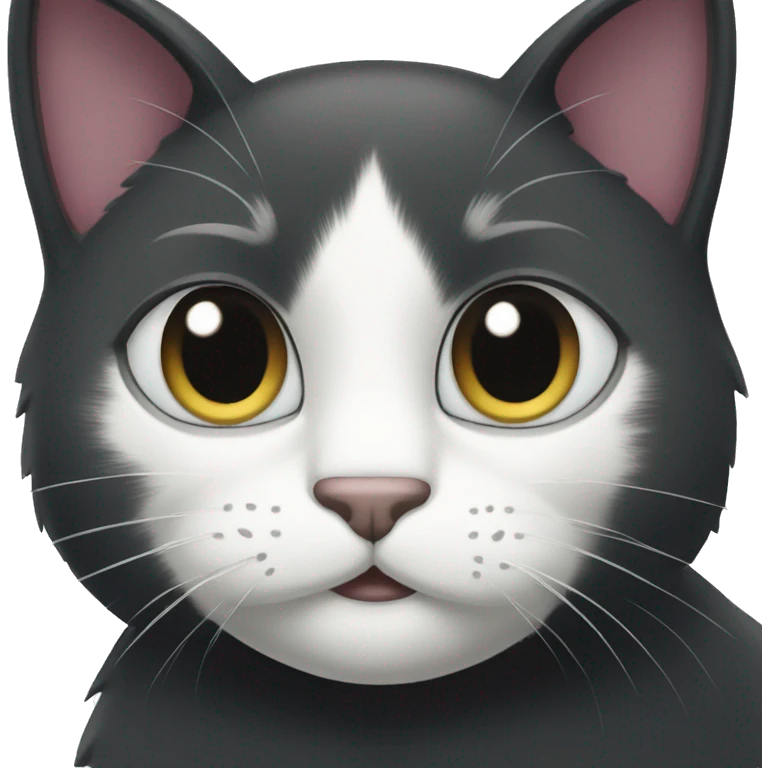 black cat with a white chin and white paws emoji
