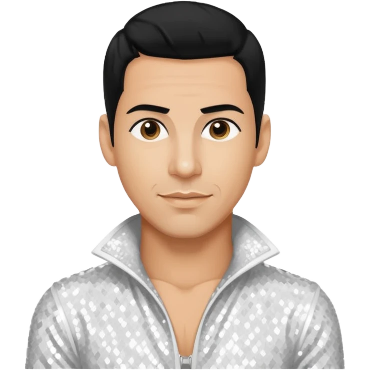 Danny Wood from NKOTB with black hair, white sequin outfit, light tan skin emoji