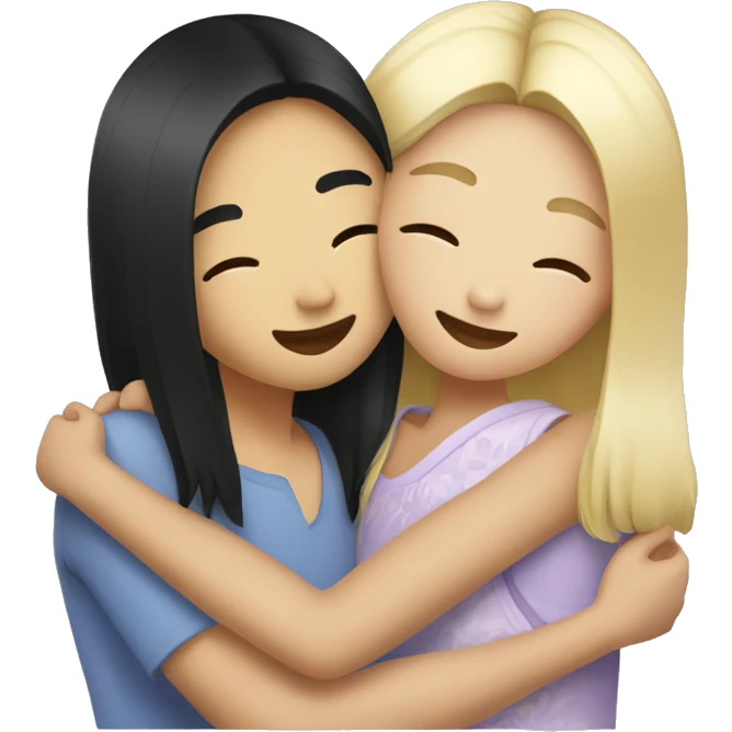 Person with blond hair who is hugging a Asian girl with black hair emoji