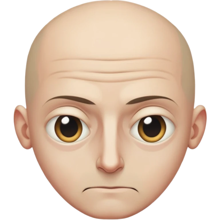 Steven Miller, bald, grim expression, narrow rectangular head, bottom lip sticking out, eyelids lower on the outside emoji